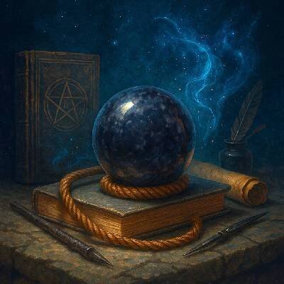 Masážní/meditační koule z merlinitu (4 cm) v dárkovém balení - Kámen čarodějů a mágů