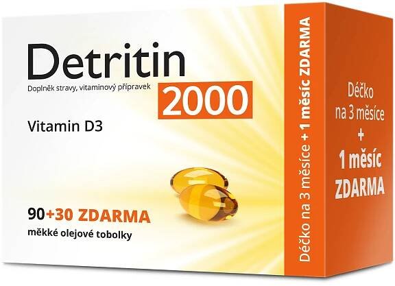 Detritin Vitamin D3 2000 IU 90+30 měkkých tobolek