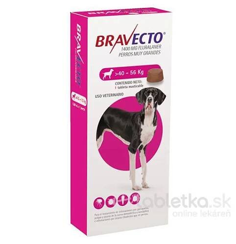 Bravecto XL Dog (40-56kg) 1400mg žuvacia tableta pre veľmi veľké psy