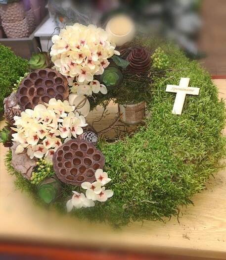 DIY Cross Wreath with Flowers