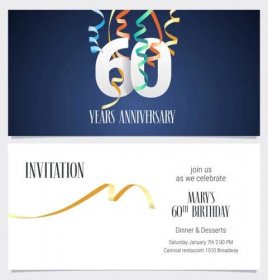60 let výročí pozvání vektor - 60 narozeniny stock ilustrace