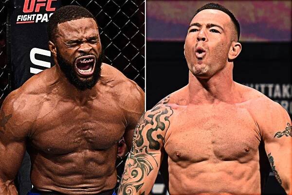 Tyron Woodley (left) and Colby Covington