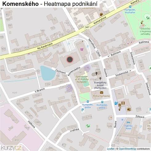 Mapa Komenského - Firmy v ulici.