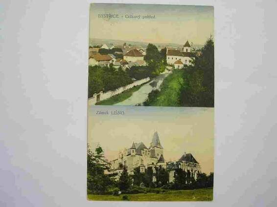 Bystřice - zámek Lišno - Pohlednice místopis