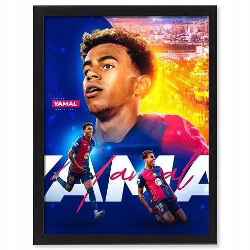 Lamine Yamal plagát v rámčeku darček FC Barcelona Španielsko 30x20 cm