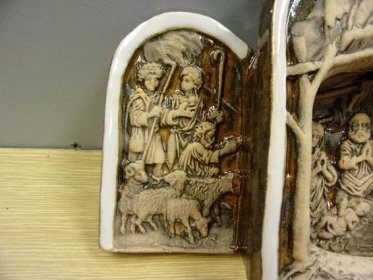 Starý vánoční keramický Betlém, Jesličky  - Starožitnosti a umění