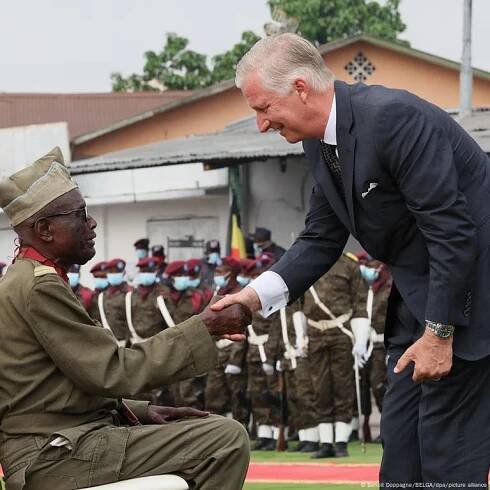 DR Congo: Belgian king meets Congolese veteran