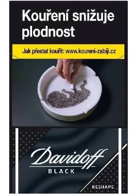 Kartonové balení cigarety s filtrem tvrdá krabička Davidoff Black Reshape kolek R 160 Kč 10x20 ks