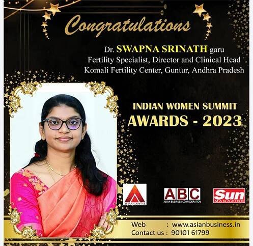Indian Women Summit Awards 2023 - Komali Fertility Centre - Guntur