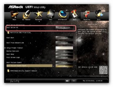 Nastavení priority v ASRock UEFI pro nastavení jednotky jako primárního média