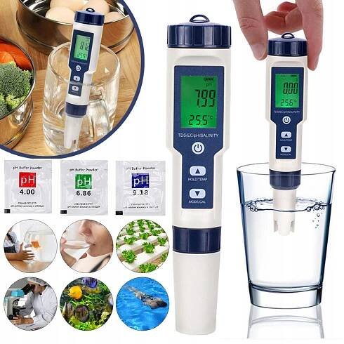 MĚŘIČ PH METR TESTER VODY KYSELINOMĚR AKVÁRIUM BAZÉNU KAPALINA TEPLOTA