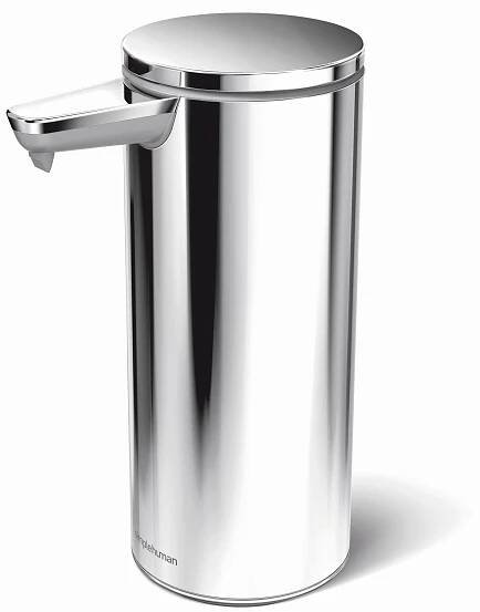 Simplehuman bezdotykový dávkovač mýdla s variabilním dávkováním–266ml, leštěná nerez ocel, dobíjecí