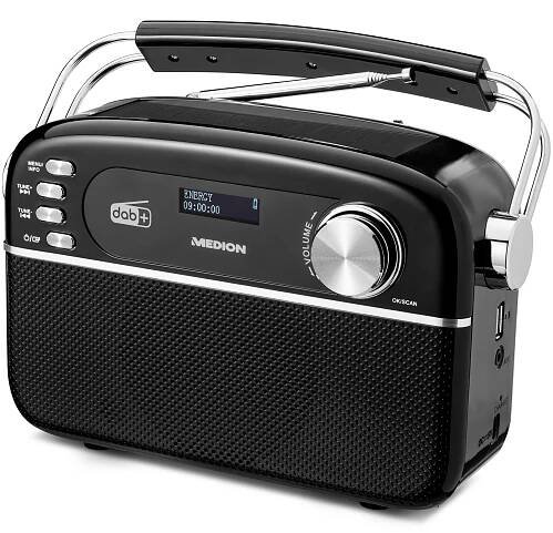 Přenosné rádio DAB+ Bluetooth MEDION Solární USB AUX Retro Aku