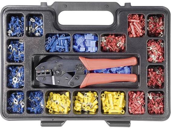 TOOLCRAFT PZ-504 820927 sada krimpovacích kleští koaxiální konektor, neizolované krimpovací spojky , izolované krimpovací