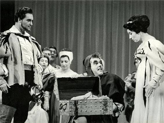 Zkrocení zlé ženy - 30.03.1962, Rudolf Jedlička, Jiří Joran, Ivana Mixová Foto: Jaromír Svoboda