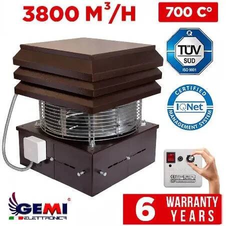 Komínový ventilátor Střešní Radiální NA TAH KOMÍNA pro odtah spalin komínové hlavice Krb Termální kamna Dřevo trouba Grilování p