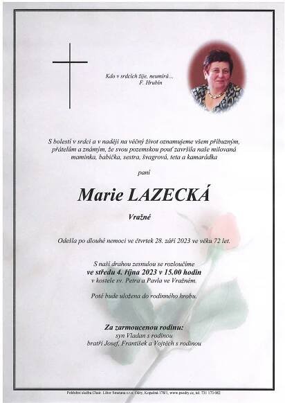 Archiv smutečních oznámení Archivy | Strana 31 z 76 | Pohřební služba Odry, Fulnek a okolí