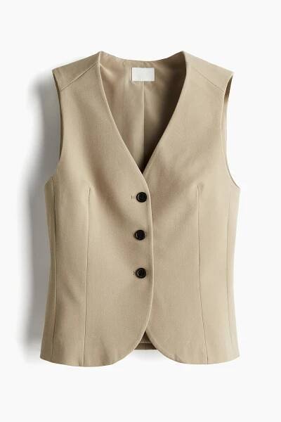 H & M - Elegantní společenská vesta - béžová
