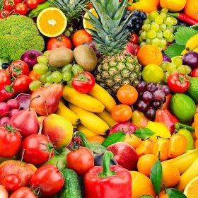 Velkou sbírku ovoce a zelenina. Zdravé potraviny. Pohled shora — Stock obrázek