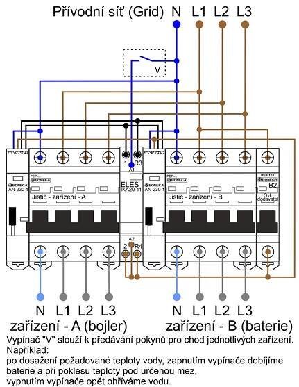 Schema zapojení pro třífázové provedení
