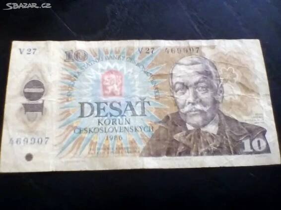 3 x bankovka 10 koruna 1986 serie V,P,J