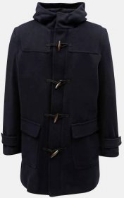 Tmavě modrý kabát s kapucí a příměsí vlny Selected Homme - Pánské kabáty