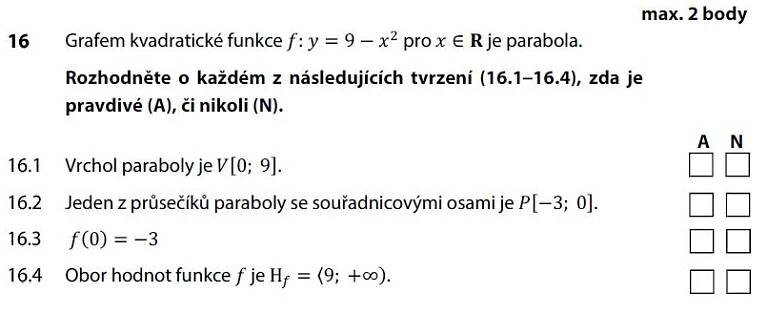Didaktický test z matematiky - jaro 2017 - zadání úlohy 16