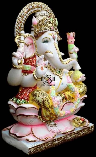 Classic Ganesh ji Seated on Lotus Flower - 18 inch