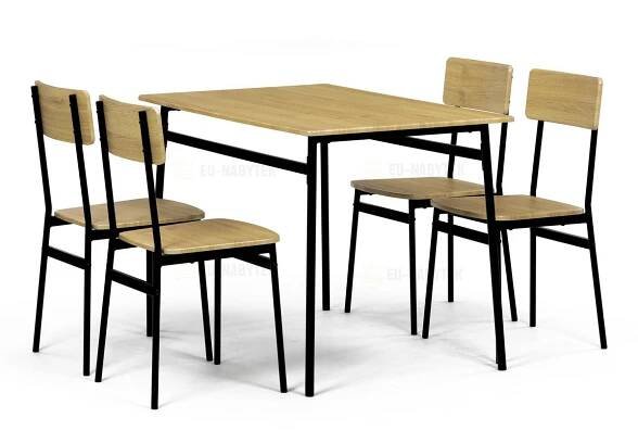 Set jídelní (1+4), MDF dekor divoký dub,černý kov AUT-O2155 OAK