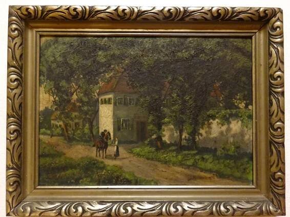 Adámek - Krajina s figurální stafáží 1922 , olej karton - Umění