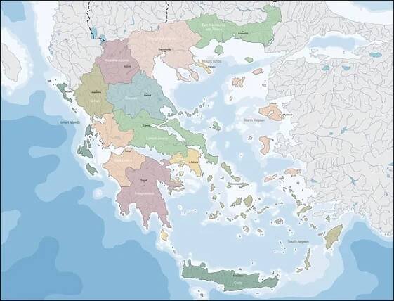 Mapa Řecka — Ilustrace