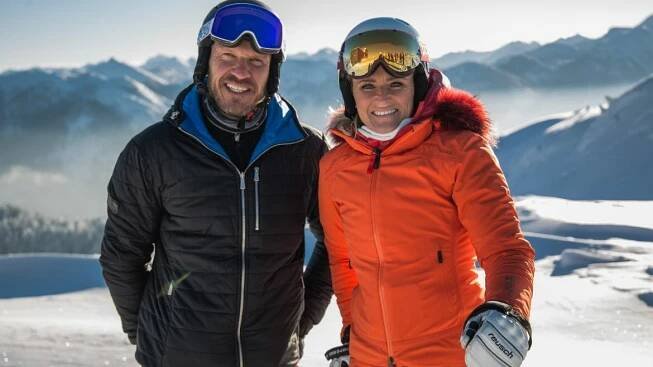 Hermann Maier trifft Alexandra Meissnitzer wieder in Flachau