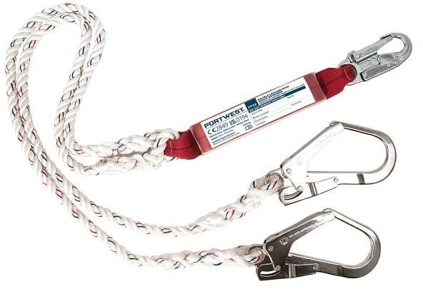 Double Lanyard With Shock Absorber Size  White