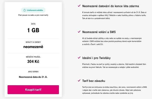 T-Mobile, letní tarif za 300 korun