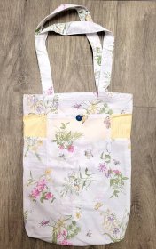Plátěná taška bílá s barevnými květinami