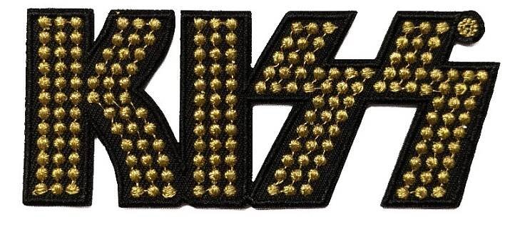 Official Band Merch | Kiss - Gold Studded Embroidered Logo Woven Patch