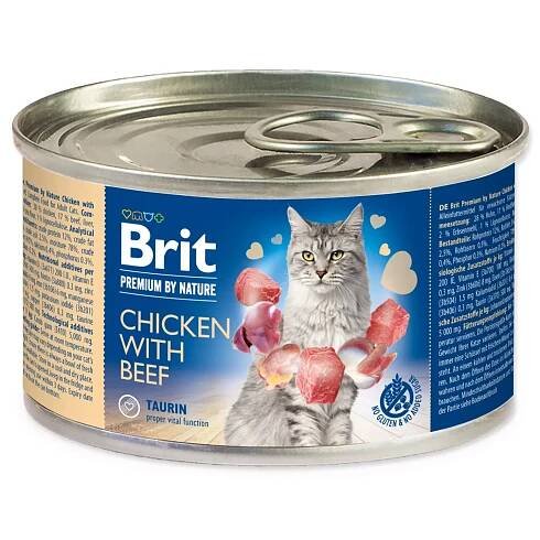 Konzerva Brit Premium by Nature kuře a hovězí 200g