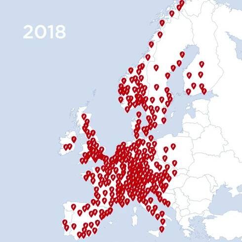 Tesla Supercharger Expansion Map Europe 2013-2018