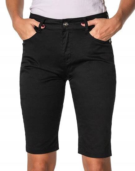 Elegantní černé krátké kalhoty Kraťasy Bermudy Capri E395, velikost 3XL