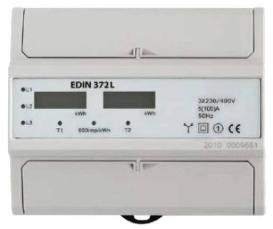 Elektroměr SEZ EDIN 372L 5-100A 7M/DIN 3fázový 2tarifní LCD displej