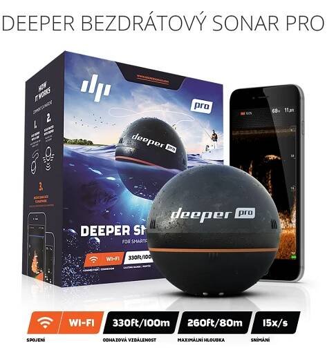 Deeper Pro Fishfinder nahazovací sonar WiFi
