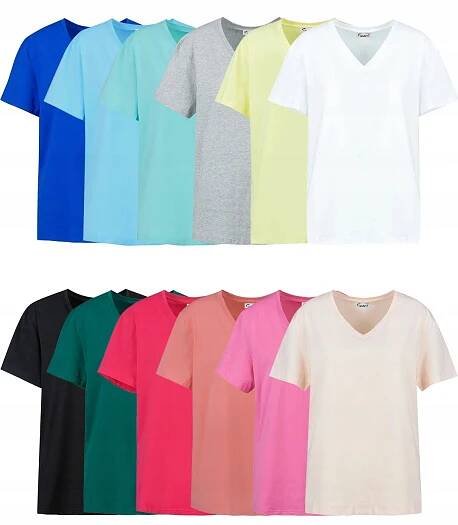 Klasické tričko Halenka v jednobarevném provedení Výstřih do V ALDONA 2XL/3XL Hlavní vzor bez vzoru
