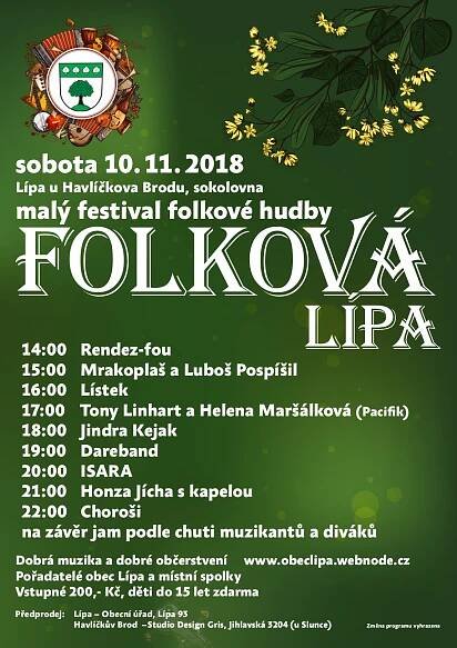 Pozvánka akce v Lípě 10.11. pozvánka HB: Květinov