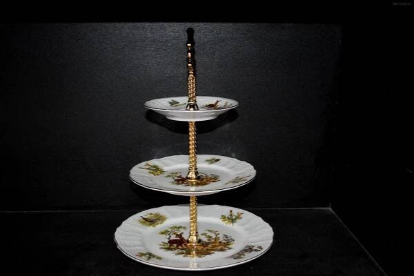 Etažér 3patrový Bernadotte myslivecký - Myslivecký porcelán | Verner a syn