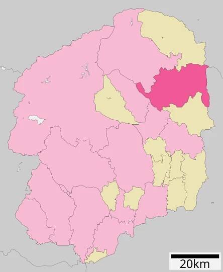 Lage Ōtawaras in der Präfektur