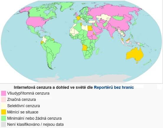 Internetová cenzura a dohled ve světě dle Reportérů bez hranic