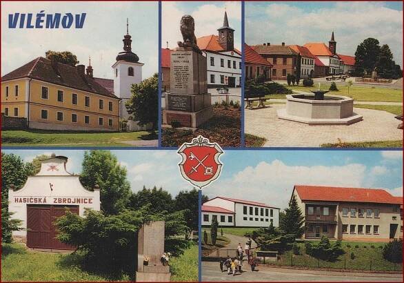 Vilémov * erb, válečný pomník, hasiči, škola * Havlíčkův Brod * B1857 | Aukro