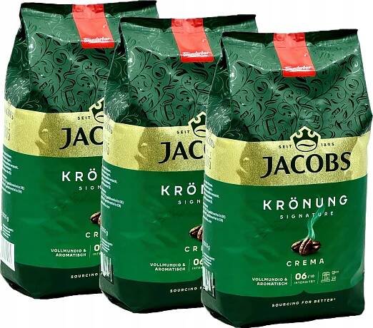 Káva zrnková Jacobs Krönung 3x 1kg, intenzita 3/6