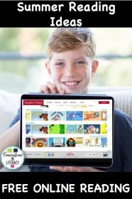 Boy holding an iPad with free online reading ideas to avoid summer learning loss by Conversations in Literacy