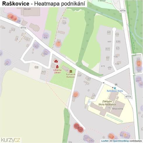 Mapa Raškovice - Firmy v obci.